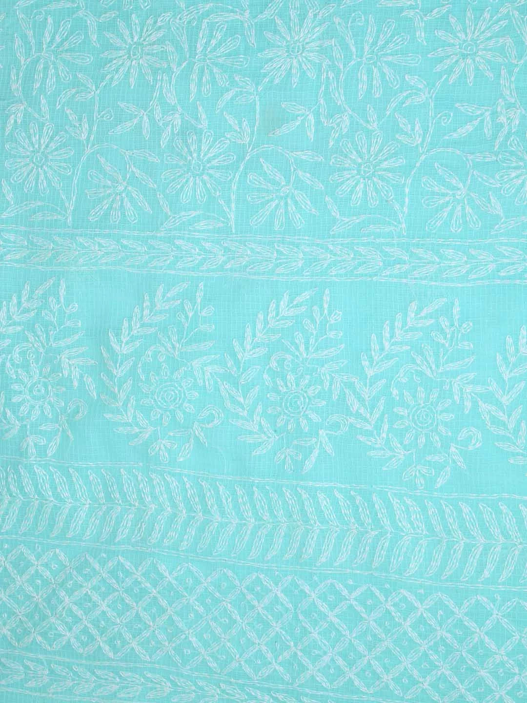 Ada Hand Embroidered Sea Green Kota Lucknowi Chikankari Unstitched Kurta Dupatta Set A211271
