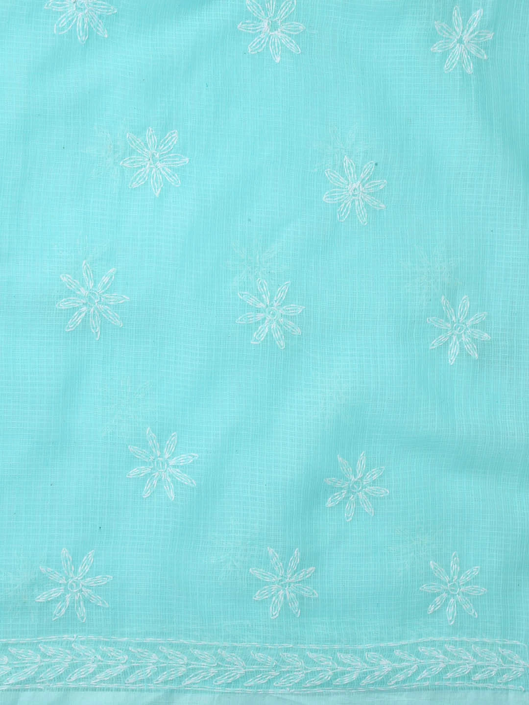 Ada Hand Embroidered Sea Green Kota Lucknowi Chikankari Unstitched Kurta Dupatta Set A211271