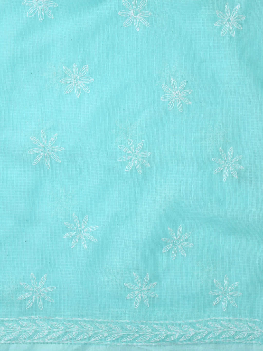 Ada Hand Embroidered Sea Green Kota Lucknowi Chikankari Unstitched Kurta Dupatta Set A211271