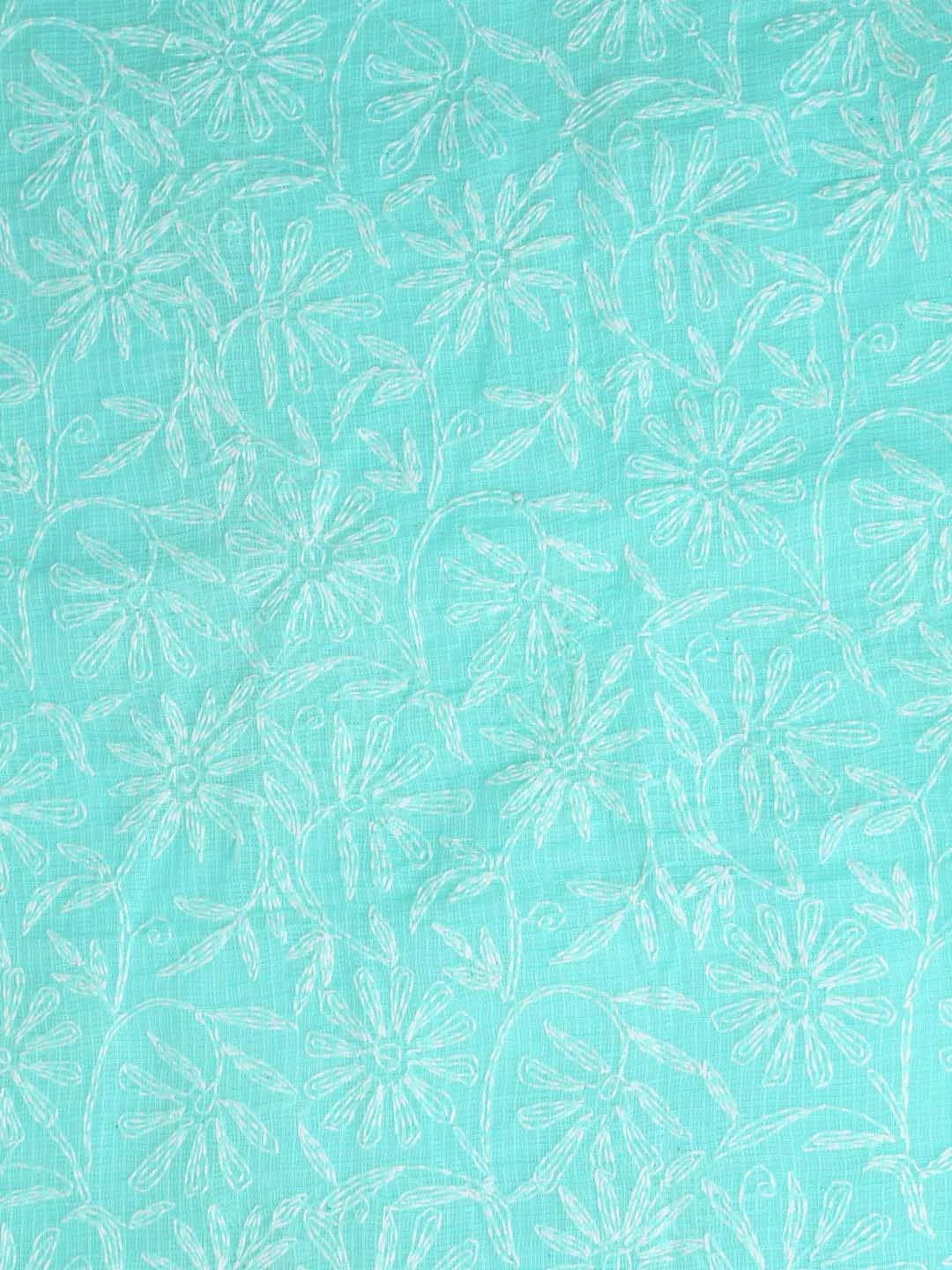 Ada Hand Embroidered Sea Green Kota Lucknowi Chikankari Unstitched Kurta Dupatta Set A211271