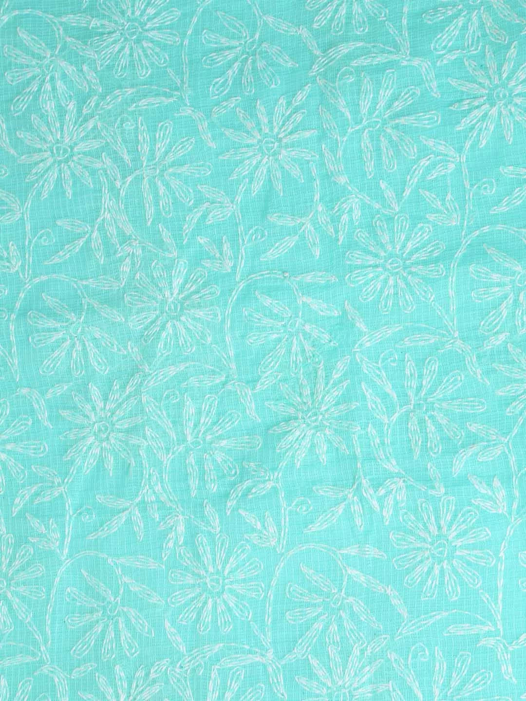 Ada Hand Embroidered Sea Green Kota Lucknowi Chikankari Unstitched Kurta Dupatta Set A211271