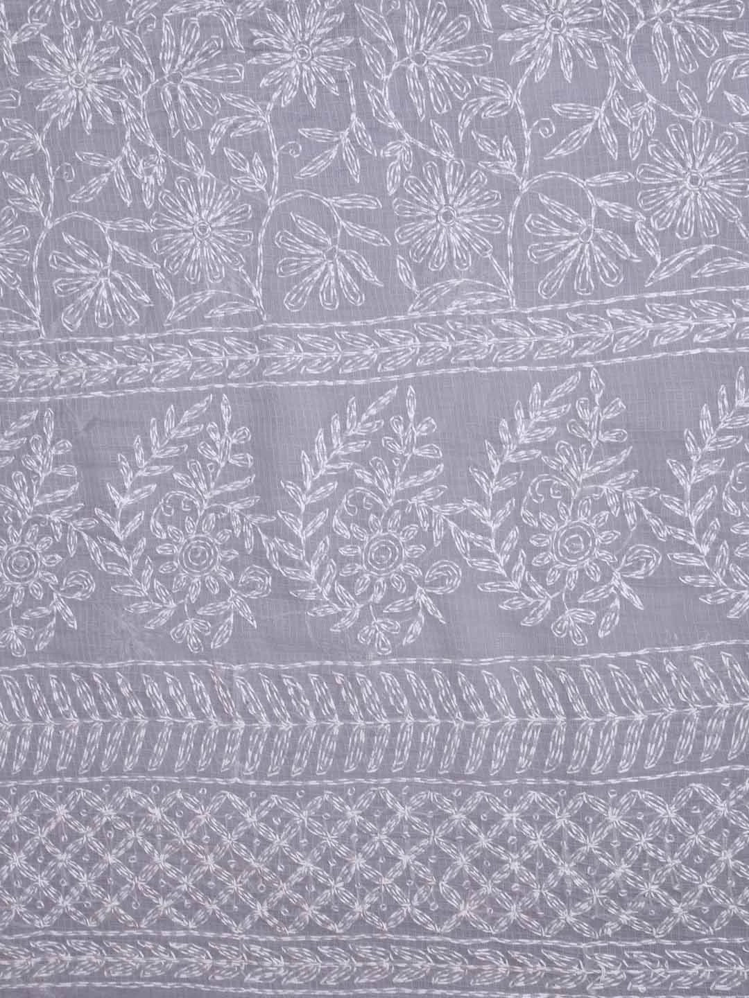 Ada Hand Embroidered Grey Kota Lucknowi Chikankari Unstitched Kurta Dupatta Set A211267