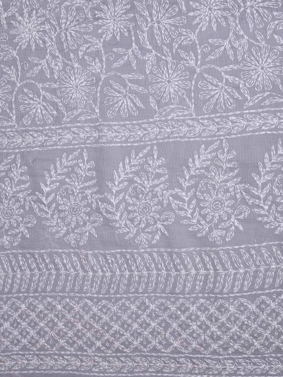 Ada Hand Embroidered Grey Kota Lucknowi Chikankari Unstitched Kurta Dupatta Set A211267
