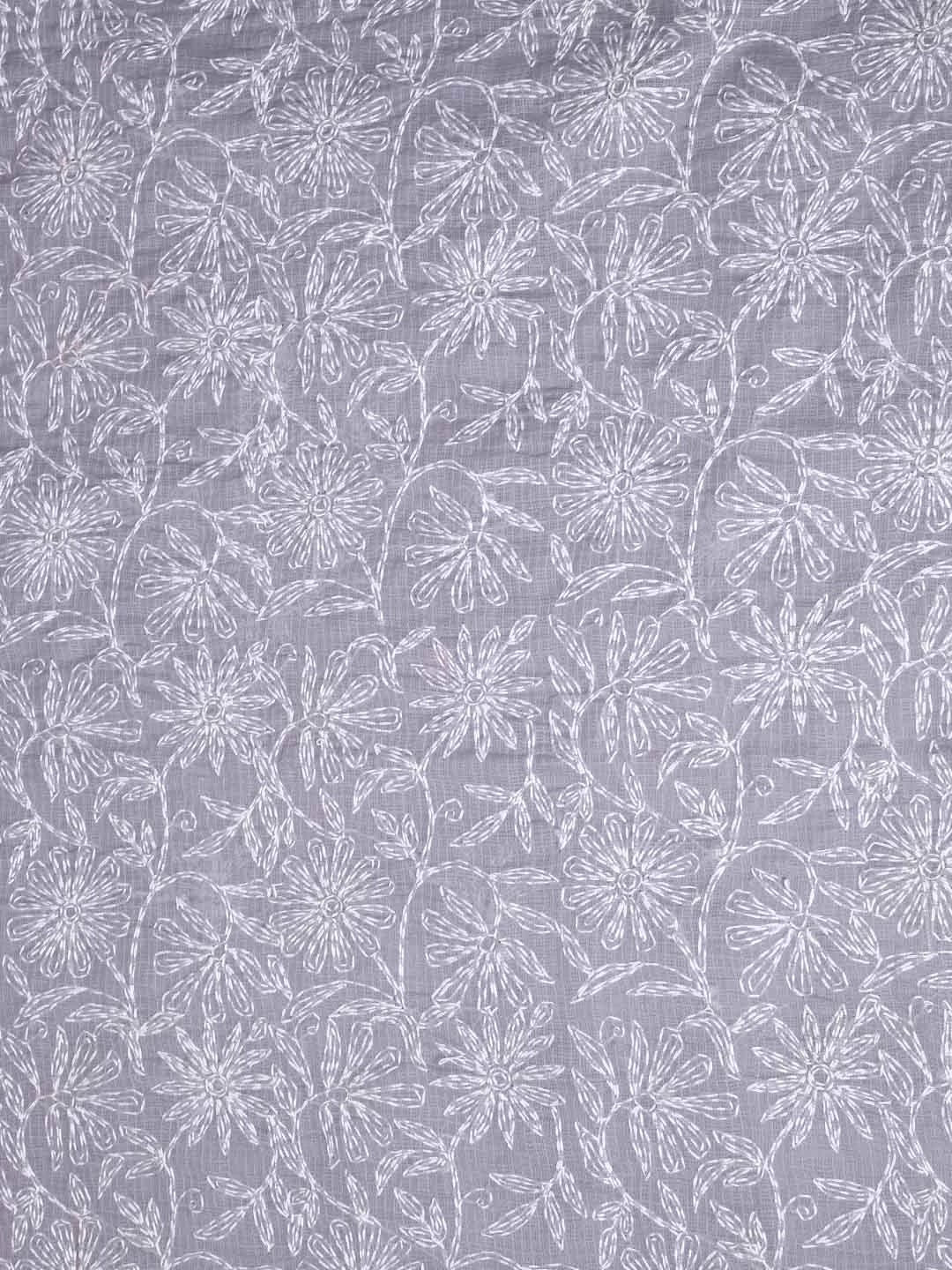 Ada Hand Embroidered Grey Kota Lucknowi Chikankari Unstitched Kurta Dupatta Set A211267
