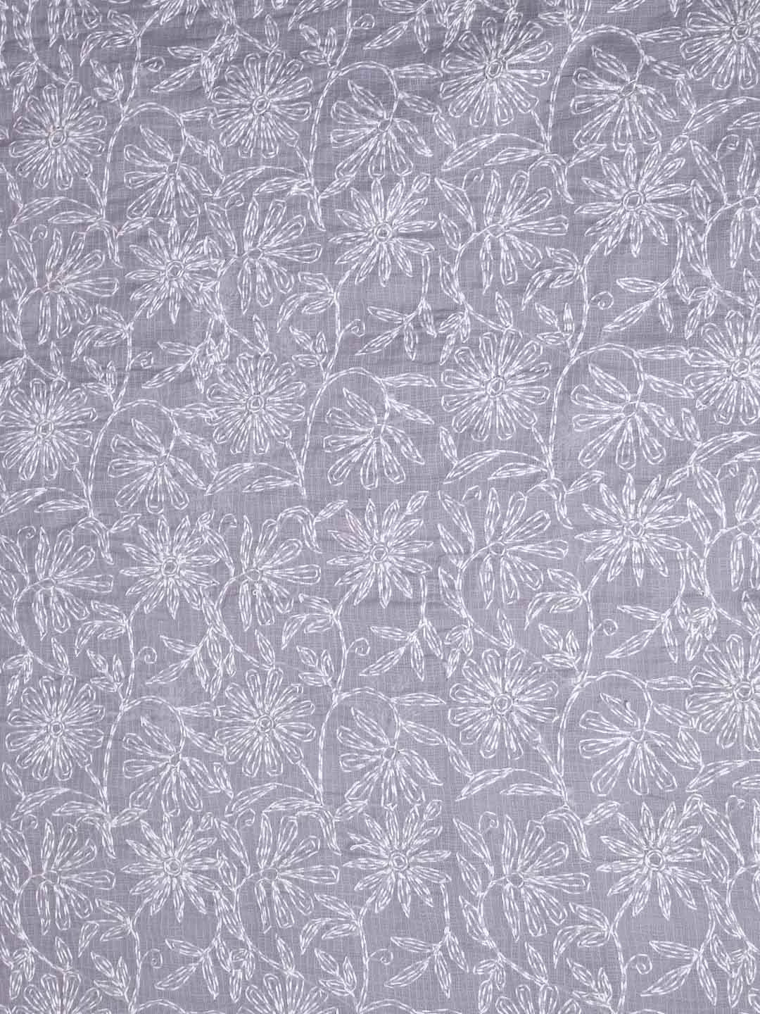 Ada Hand Embroidered Grey Kota Lucknowi Chikankari Unstitched Kurta Dupatta Set A211267