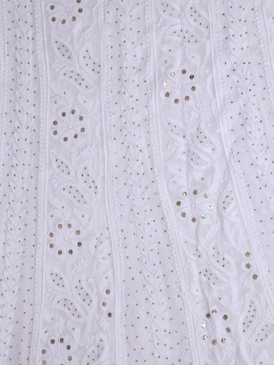 Ada Hand Embroidered White Viscose Georgette Lucknowi Chikankari Semi-Stitched Anarkali Kurta Dupatta Set With Muqaish Work 01A394636