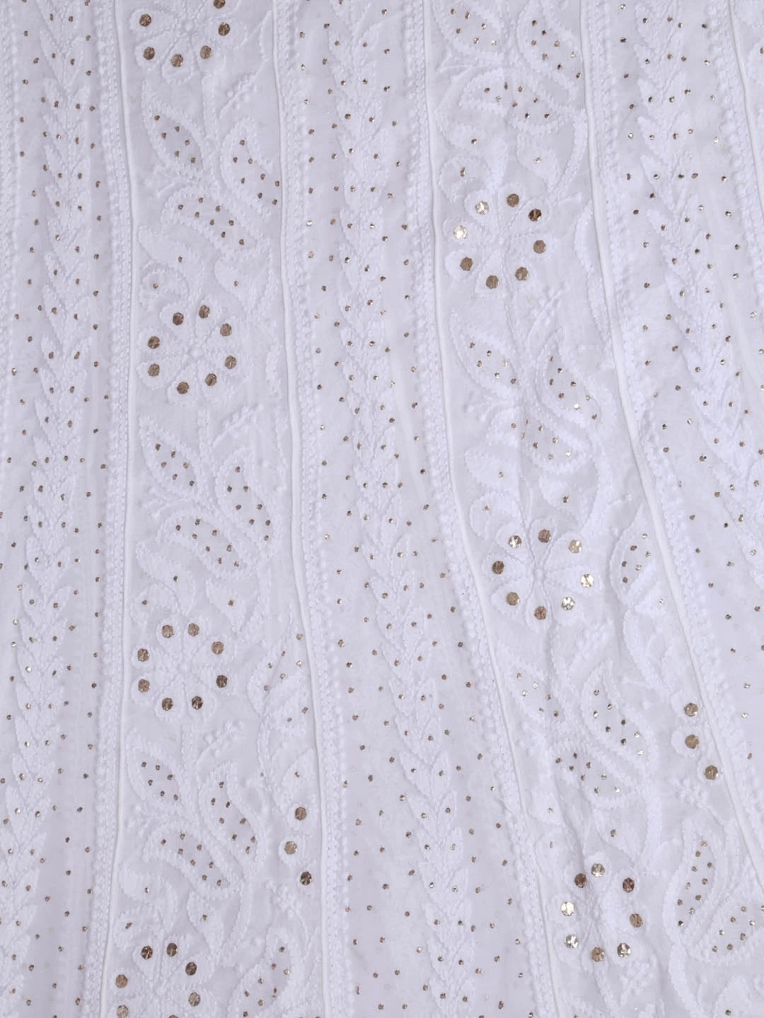 Ada Hand Embroidered White Viscose Georgette Lucknowi Chikankari Semi-Stitched Anarkali Kurta Dupatta Set With Muqaish Work 01A394636