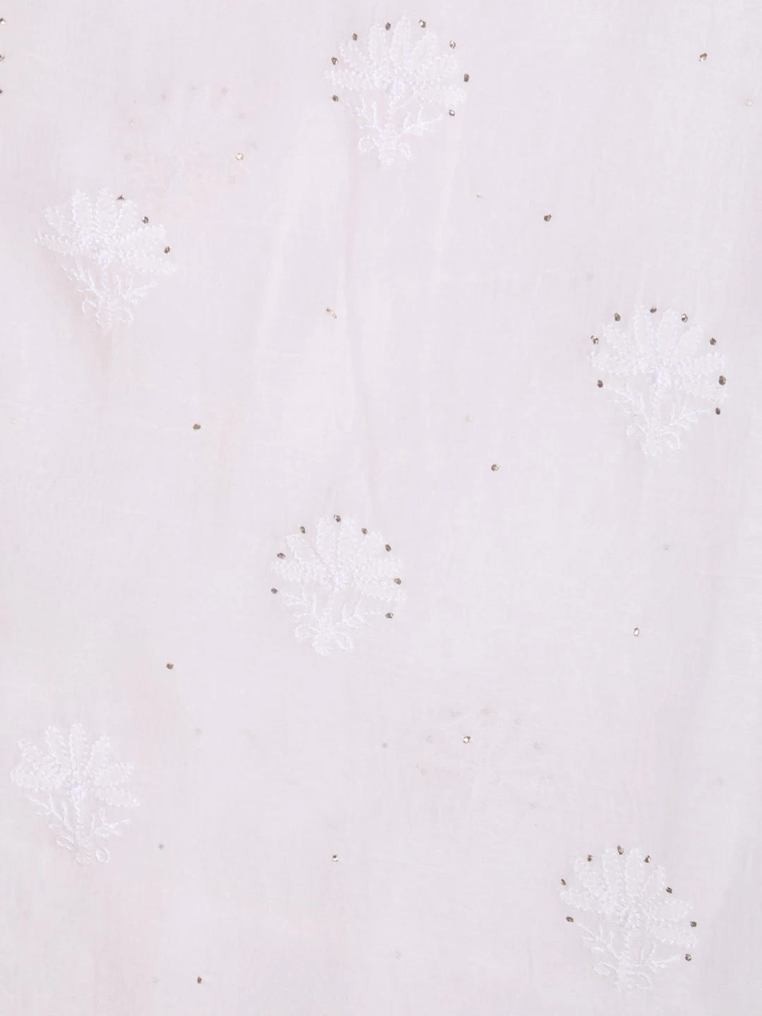 Ada Hand Embroidered Off White Chanderi Lucknowi Chikankari Unstitched Kurta Dupatta Set With Muqaish Work 01A392643