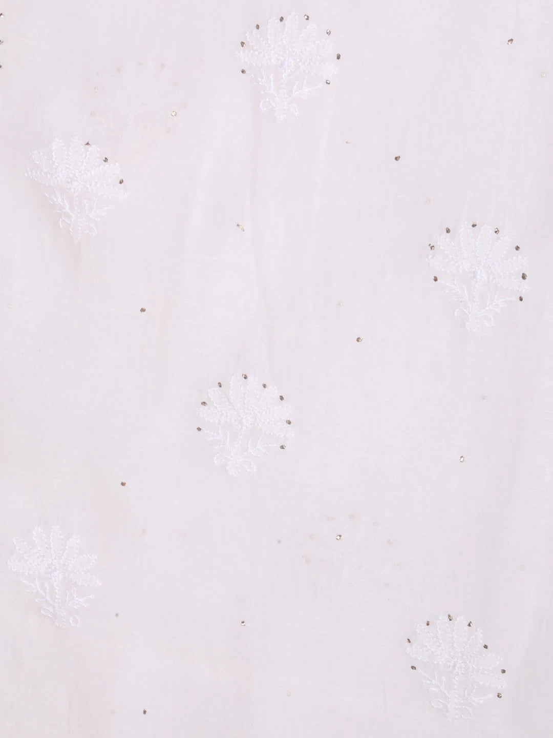 Ada Hand Embroidered Off White Chanderi Lucknowi Chikankari Unstitched Kurta Dupatta Set With Muqaish Work 01A392643