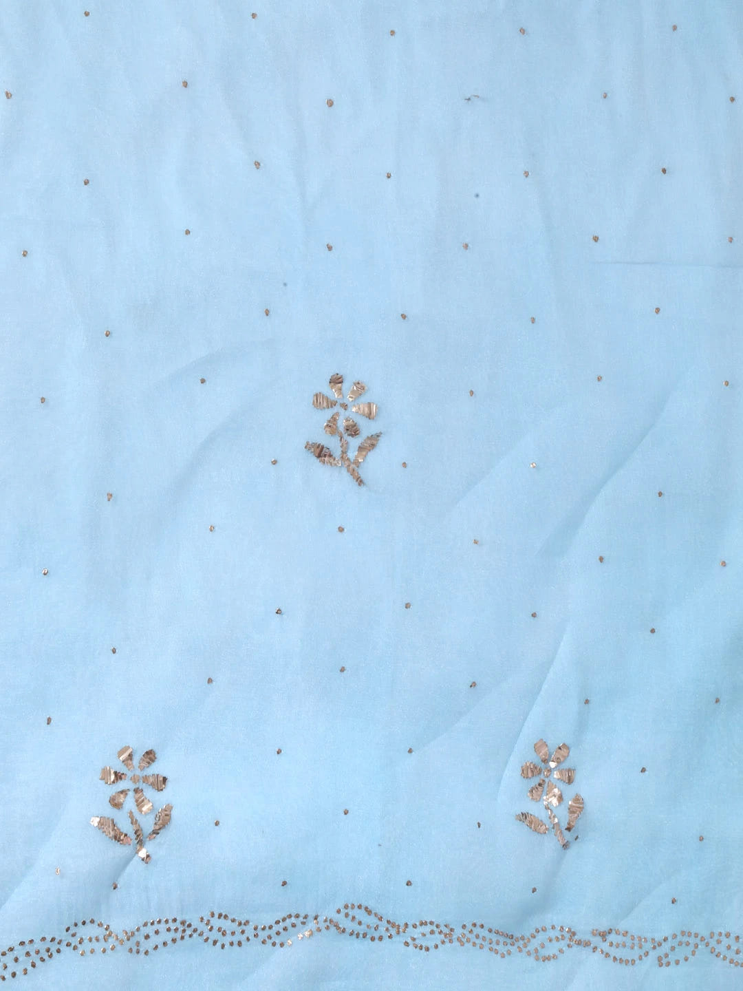 Ada Hand Embroidered Mint Blue Organza Lucknowi Chikankari Unstitched Kurta Dupatta Set With Mukaish Work 01A185723