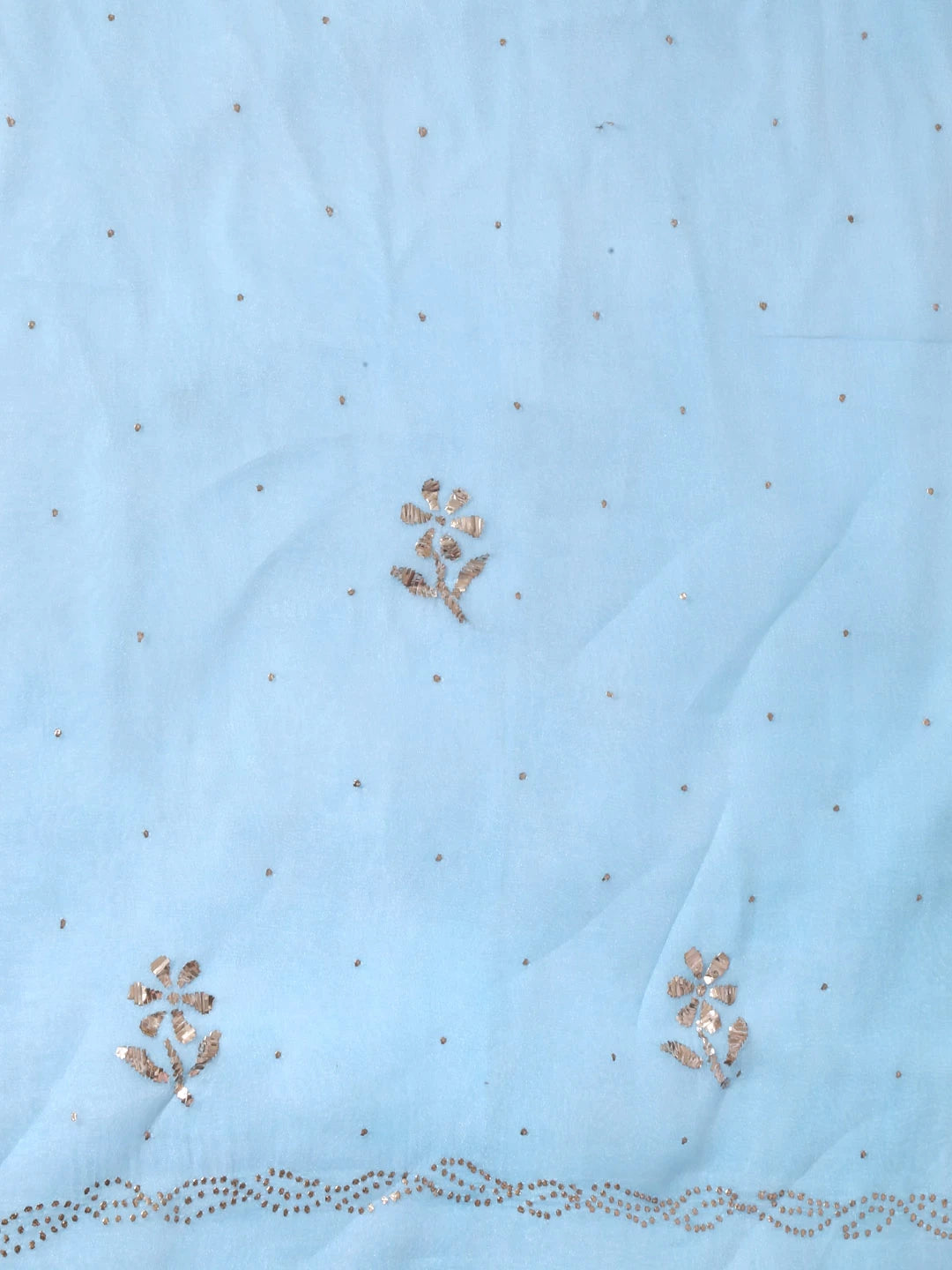Ada Hand Embroidered Mint Blue Organza Lucknowi Chikankari Unstitched Kurta Dupatta Set With Mukaish Work 01A185723