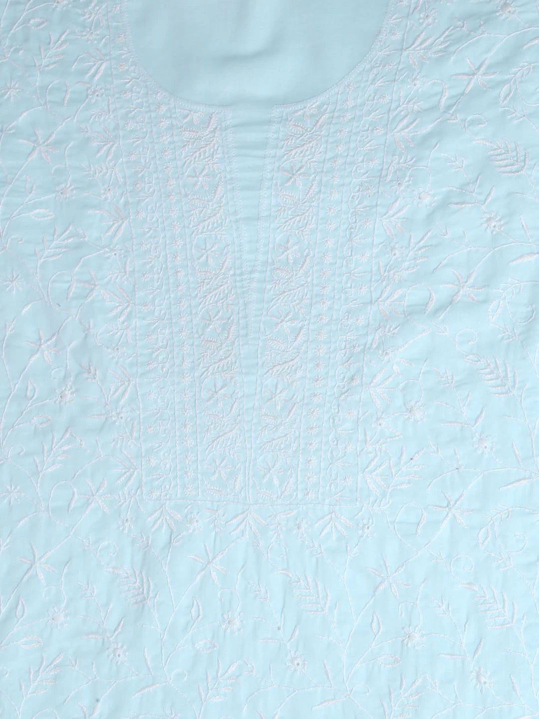 Ada Hand Embroidered Spun Sugar Blue Cotton Lucknowi Chikankari Unstitched Kurta Dupatta Set 01A345044