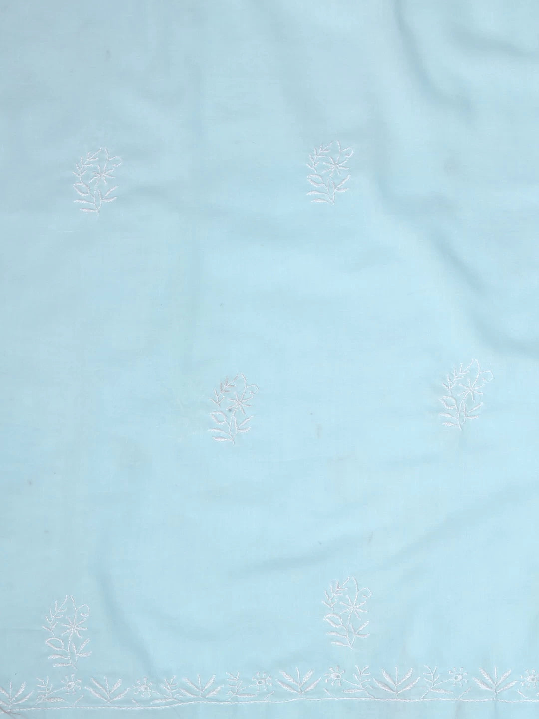 Ada Hand Embroidered Spun Sugar Blue Cotton Lucknowi Chikankari Unstitched Kurta Dupatta Set 01A345044