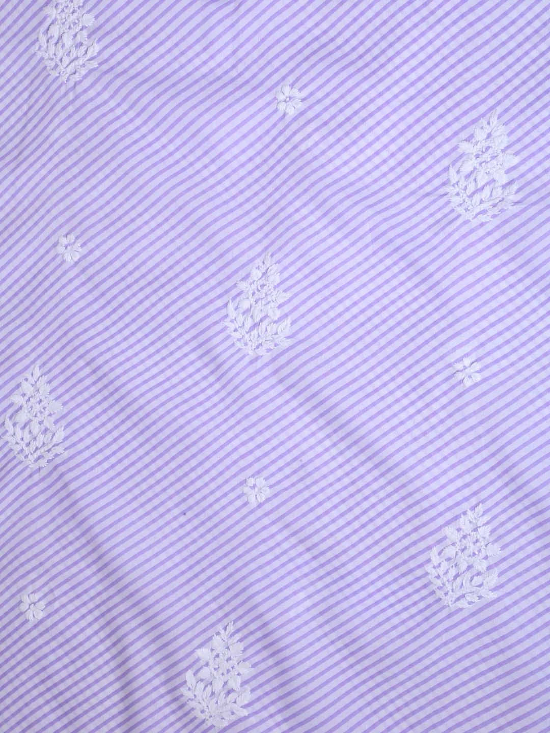 Ada Hand Embroidered White & Mauve Cotton Lucknowi Chikankari Unstitched Kurta Piece 01A349222