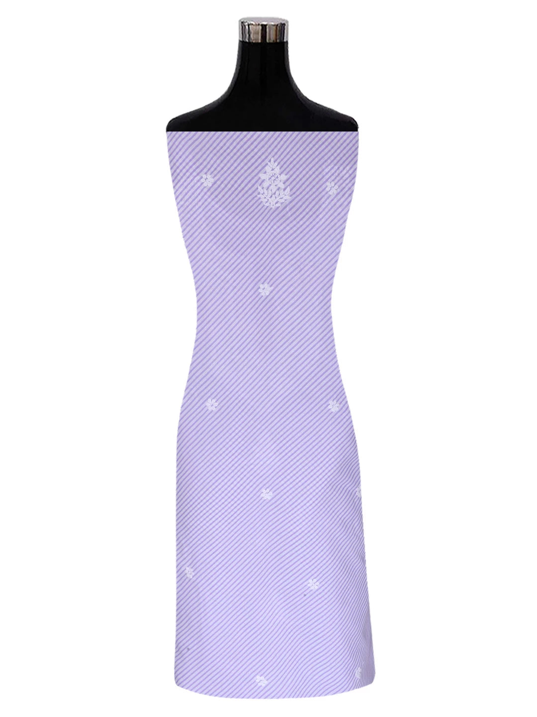 Ada Hand Embroidered White & Mauve Cotton Lucknowi Chikankari Unstitched Kurta Piece 01A349222