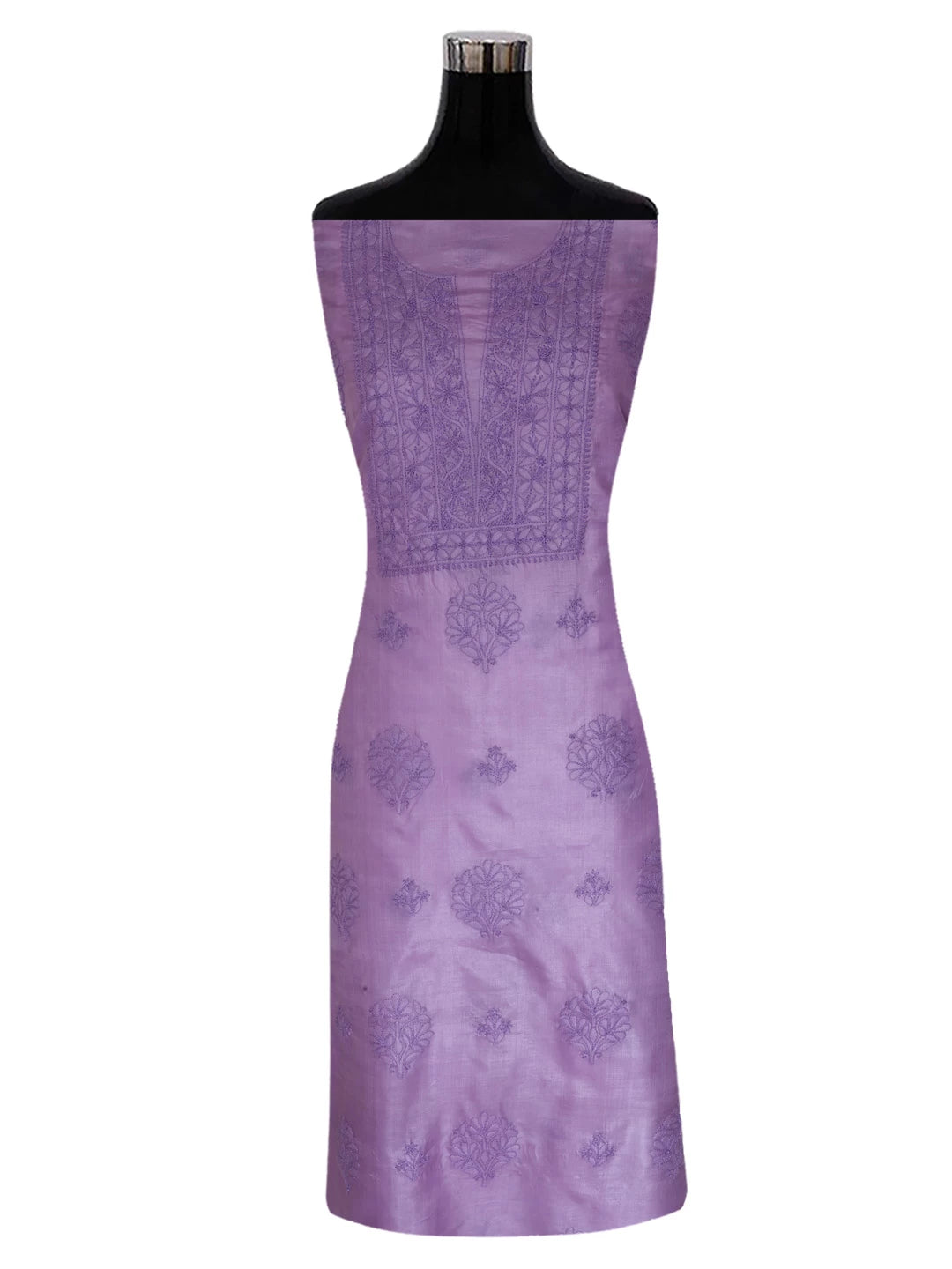 Ada Hand Embroidered Mauve Silk Lucknowi Chikankari Unstitched Kurta Dupatta Set 01A417715