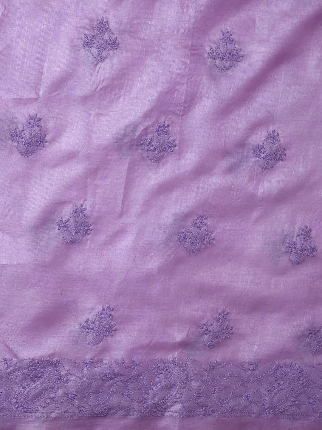 Ada Hand Embroidered Mauve Silk Lucknowi Chikankari Unstitched Kurta Dupatta Set 01A417715