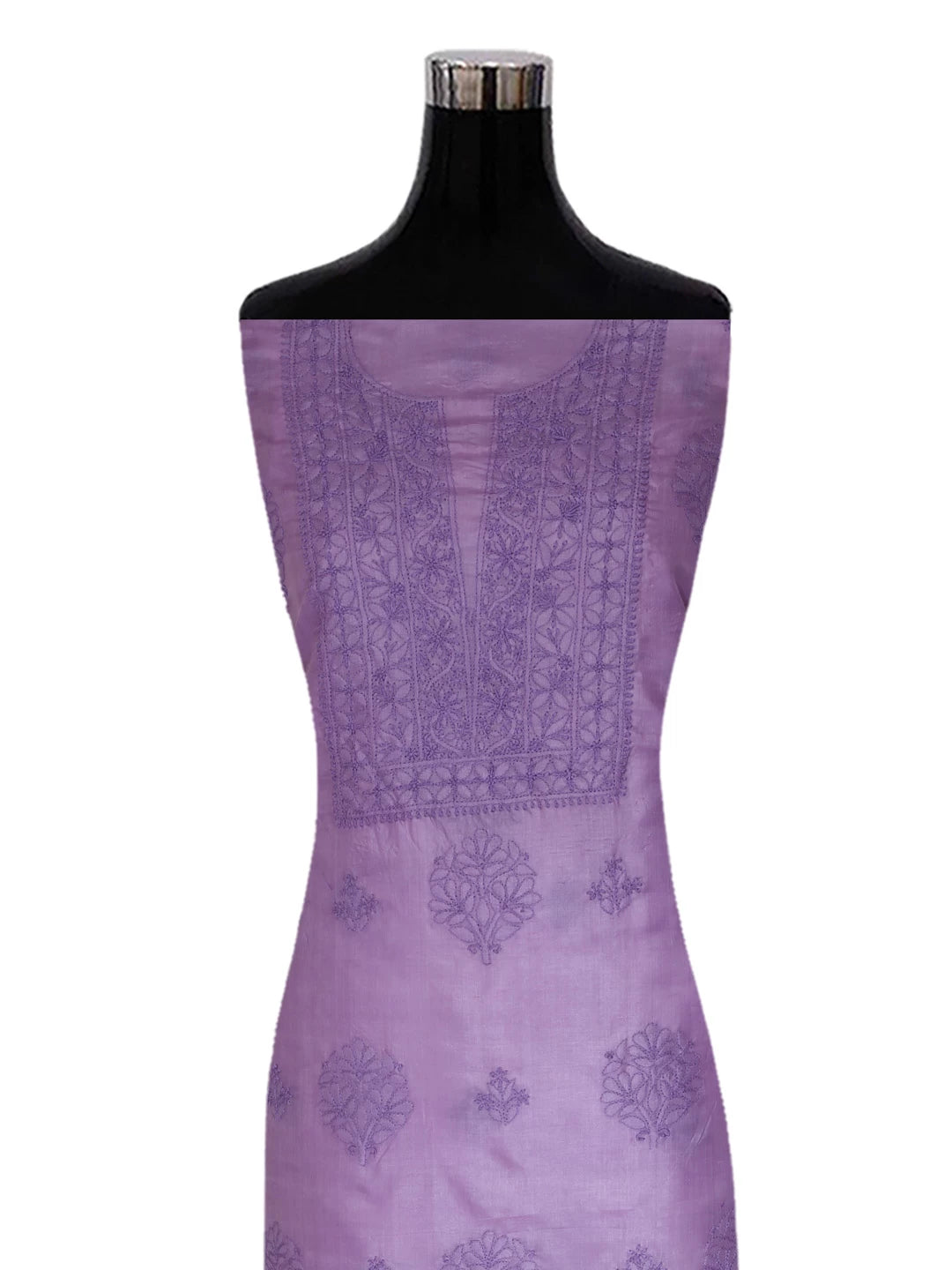 Ada Hand Embroidered Mauve Silk Lucknowi Chikankari Unstitched Kurta Dupatta Set 01A417715