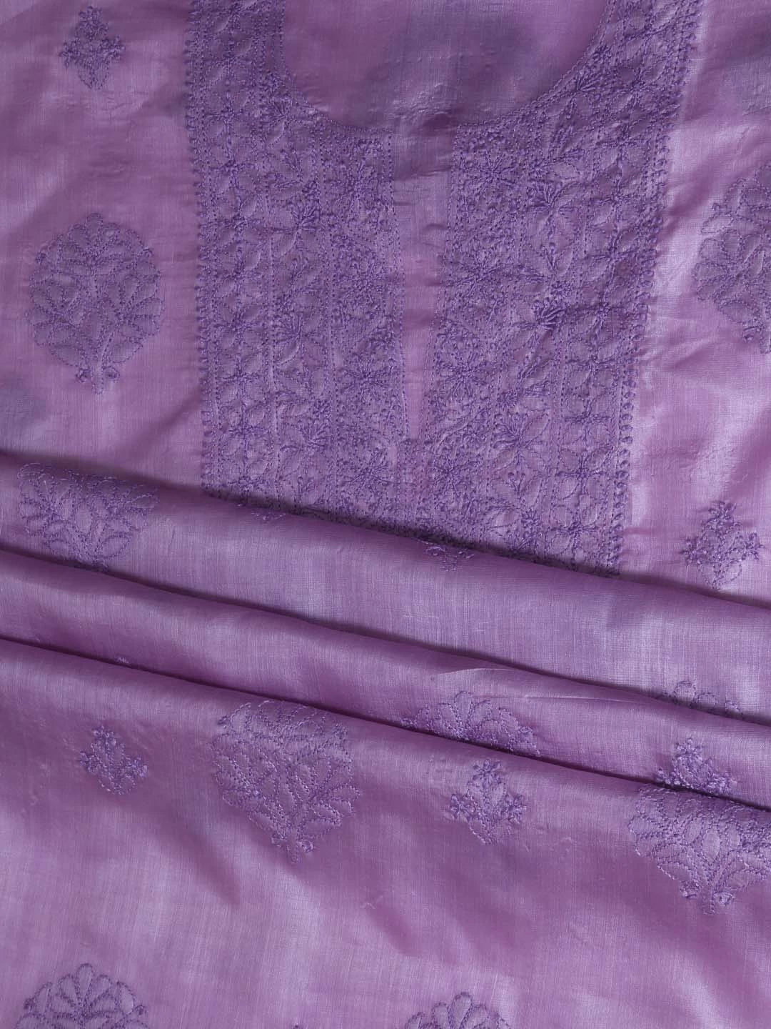 Ada Hand Embroidered Mauve Silk Lucknowi Chikankari Unstitched Kurta Dupatta Set 01A417715