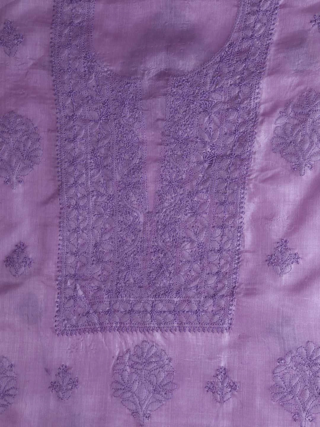 Ada Hand Embroidered Mauve Silk Lucknowi Chikankari Unstitched Kurta Dupatta Set 01A417715