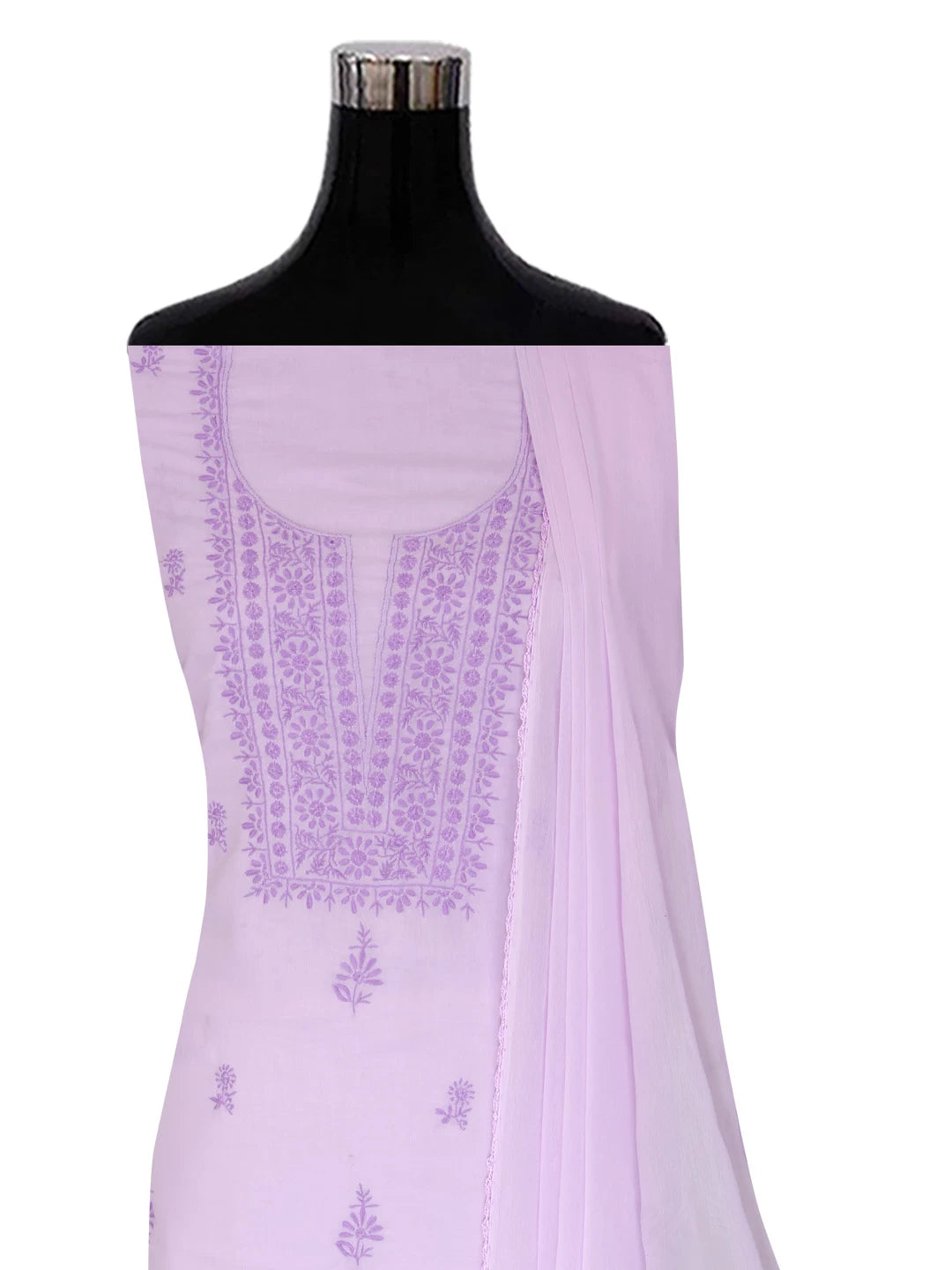 Ada Hand Embroidered Lavender Mulmul Lucknowi Chikankari Unstitched Suit Piece 01A376763