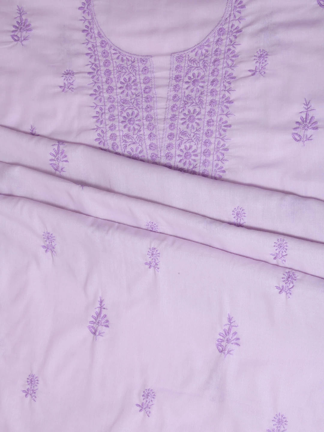 Ada Hand Embroidered Lavender Mulmul Lucknowi Chikankari Unstitched Suit Piece 01A376763