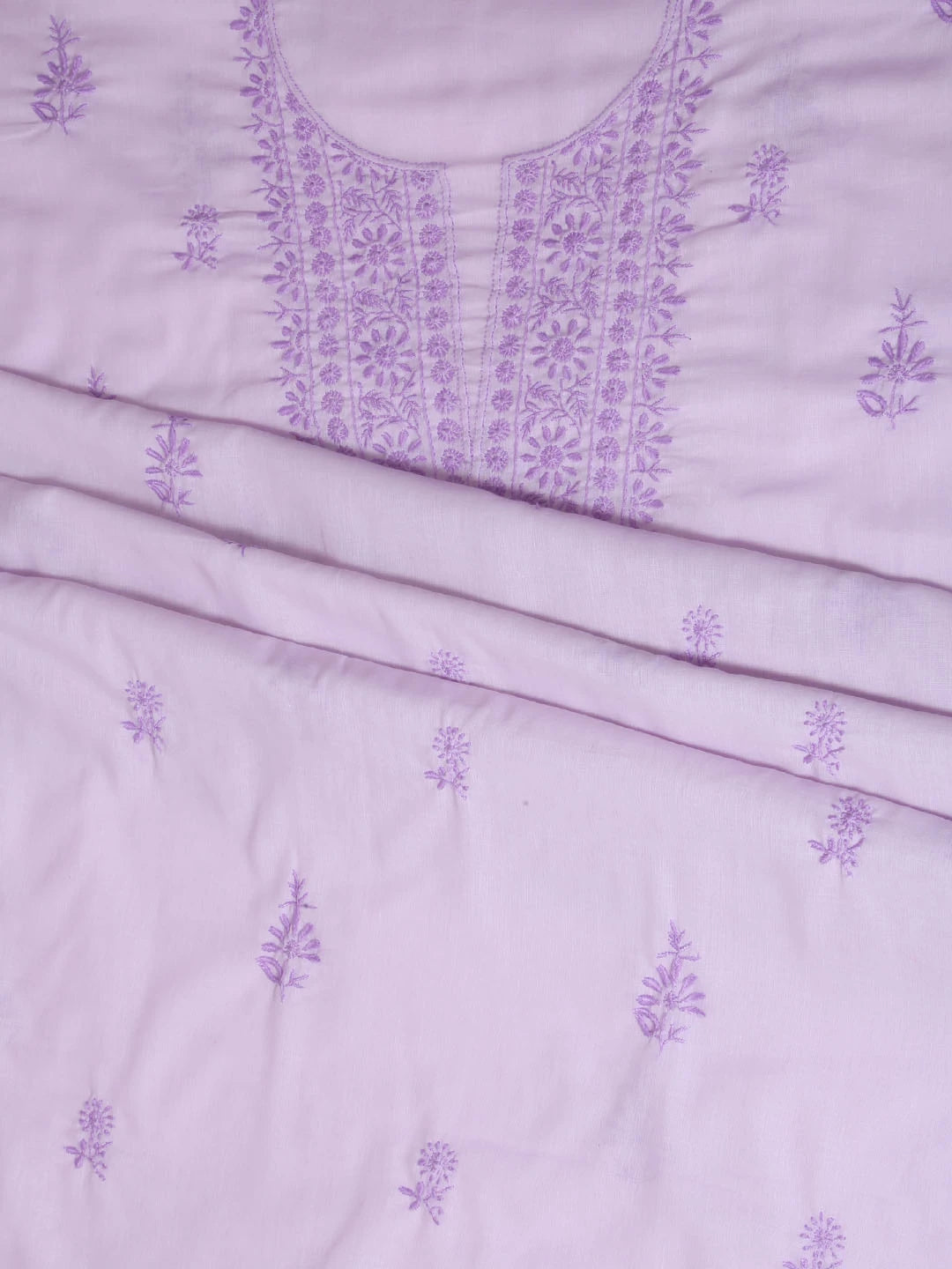 Ada Hand Embroidered Lavender Mulmul Lucknowi Chikankari Unstitched Suit Piece 01A376763