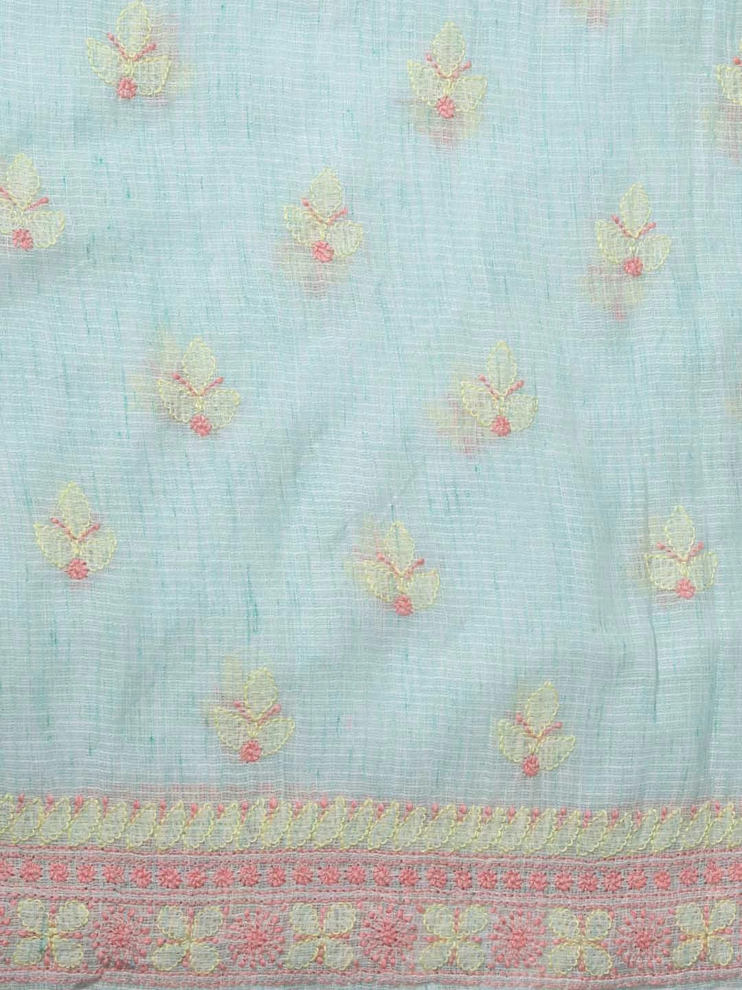 Ada Hand Embroidered Sea Green Kota Lucknowi Chikankari Unstitched Suit Piece 01A418061
