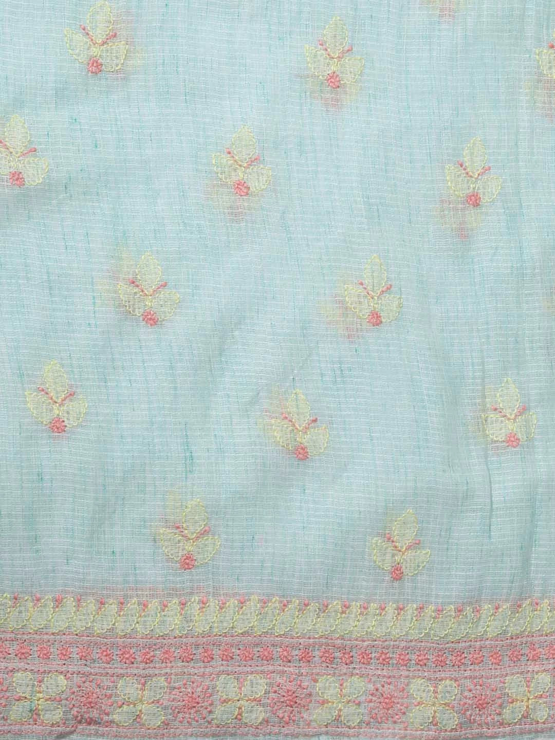 Ada Hand Embroidered Sea Green Kota Lucknowi Chikankari Unstitched Suit Piece 01A418061