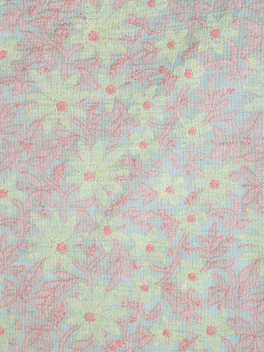Ada Hand Embroidered Sea Green Kota Lucknowi Chikankari Unstitched Suit Piece 01A418061