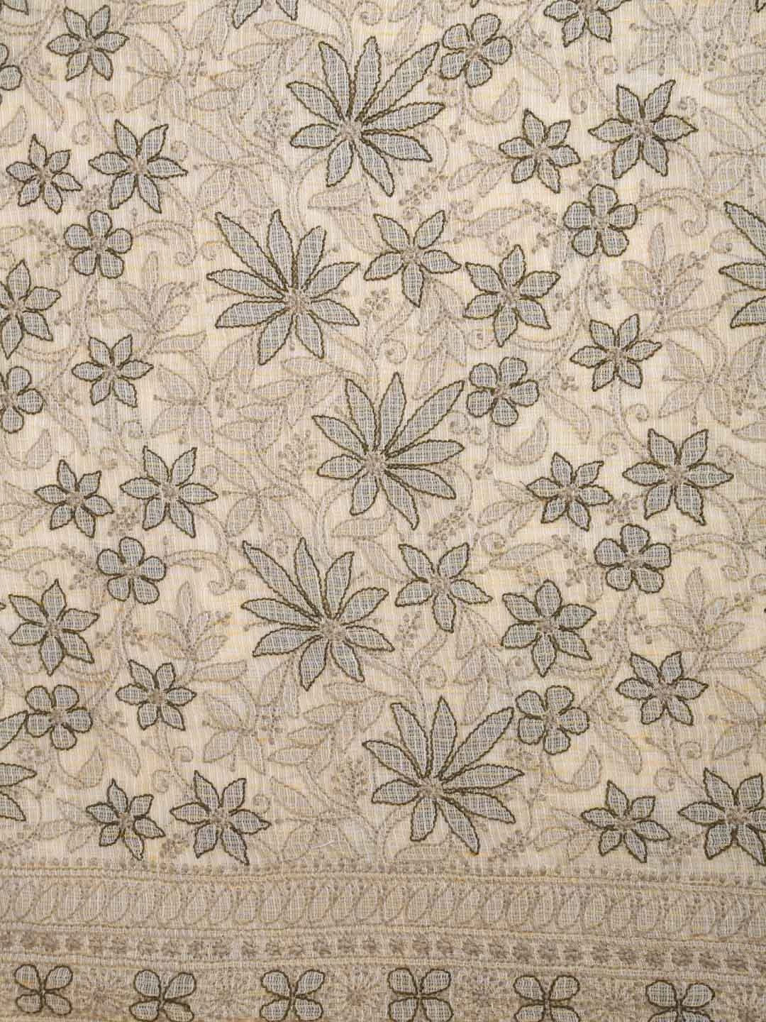 Ada Hand Embroidered Beige Kota Cotton Lucknowi Chikankari Unstitched Suit Piece 01A418064