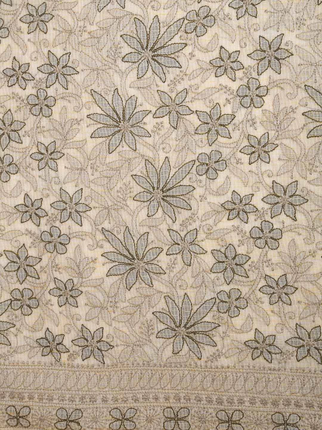Ada Hand Embroidered Beige Kota Cotton Lucknowi Chikankari Unstitched Suit Piece 01A418064