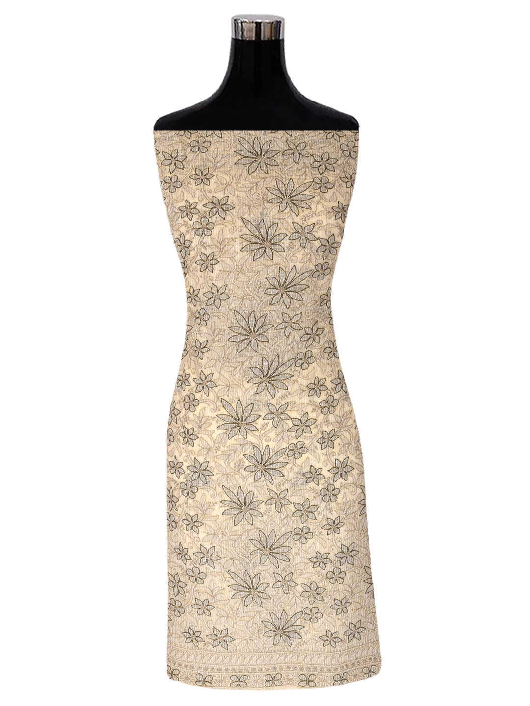 Ada Hand Embroidered Beige Kota Cotton Lucknowi Chikankari Unstitched Suit Piece 01A418064