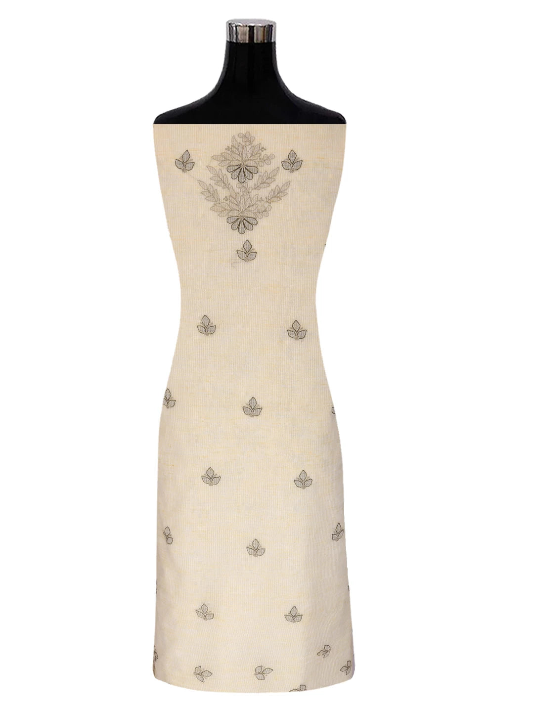 Ada Hand Embroidered Beige Kota Cotton Lucknowi Chikankari Unstitched Suit Piece 01A418064