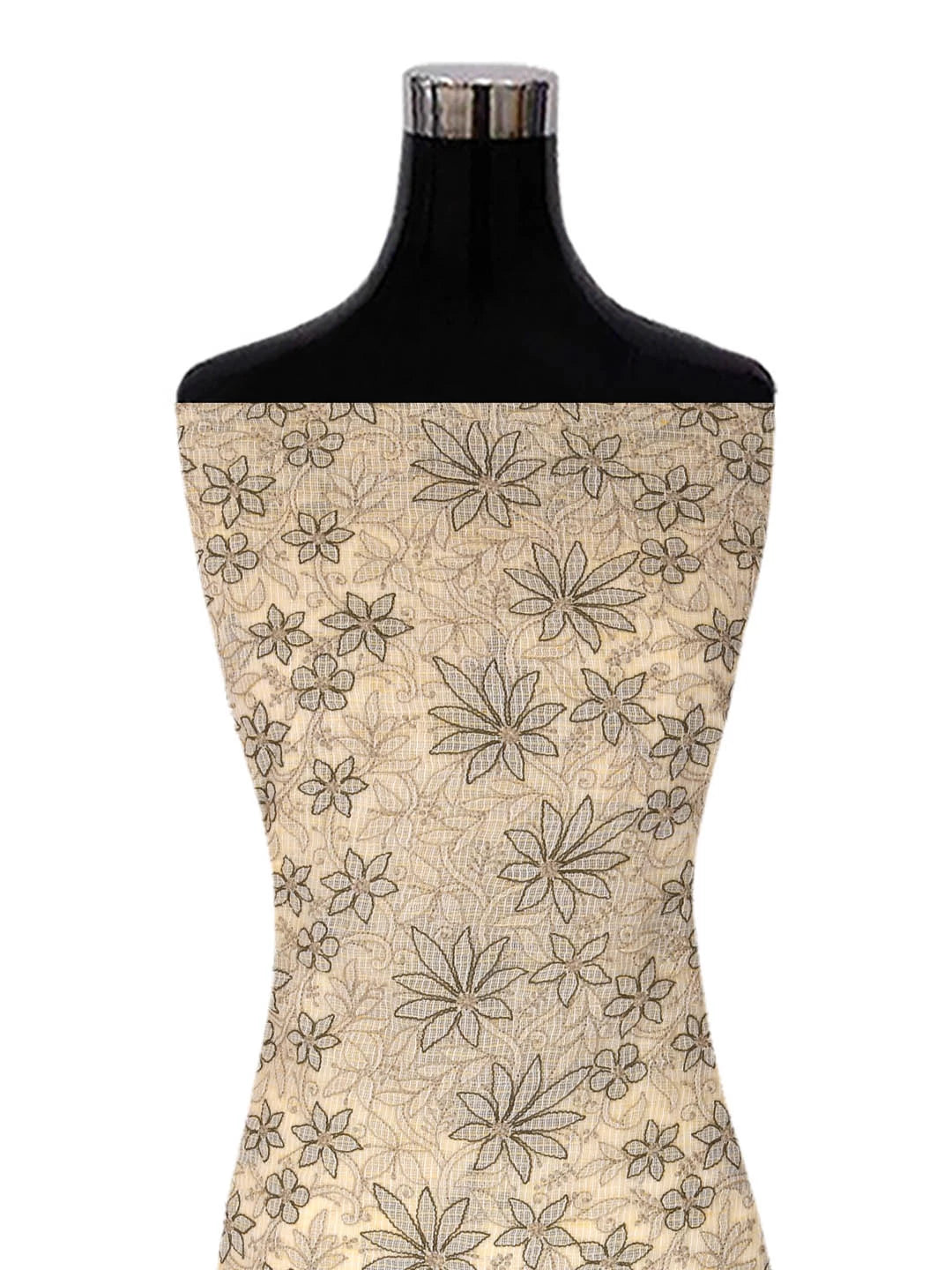 Ada Hand Embroidered Beige Kota Cotton Lucknowi Chikankari Unstitched Suit Piece 01A418064