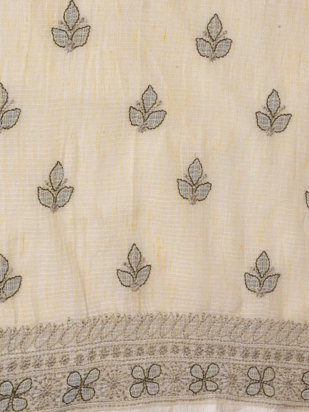 Ada Hand Embroidered Beige Kota Cotton Lucknowi Chikankari Unstitched Suit Piece 01A418064