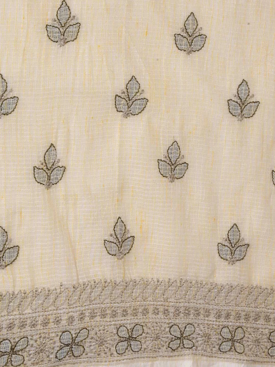 Ada Hand Embroidered Beige Kota Cotton Lucknowi Chikankari Unstitched Suit Piece 01A418064