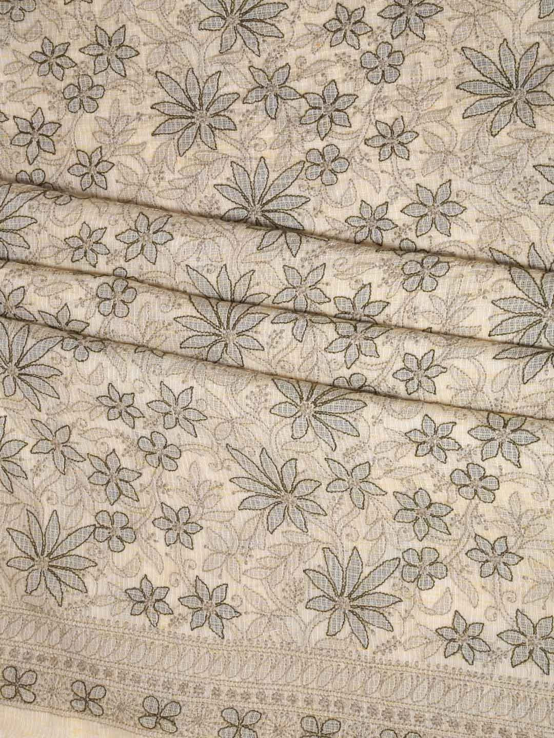 Ada Hand Embroidered Beige Kota Cotton Lucknowi Chikankari Unstitched Suit Piece 01A418064