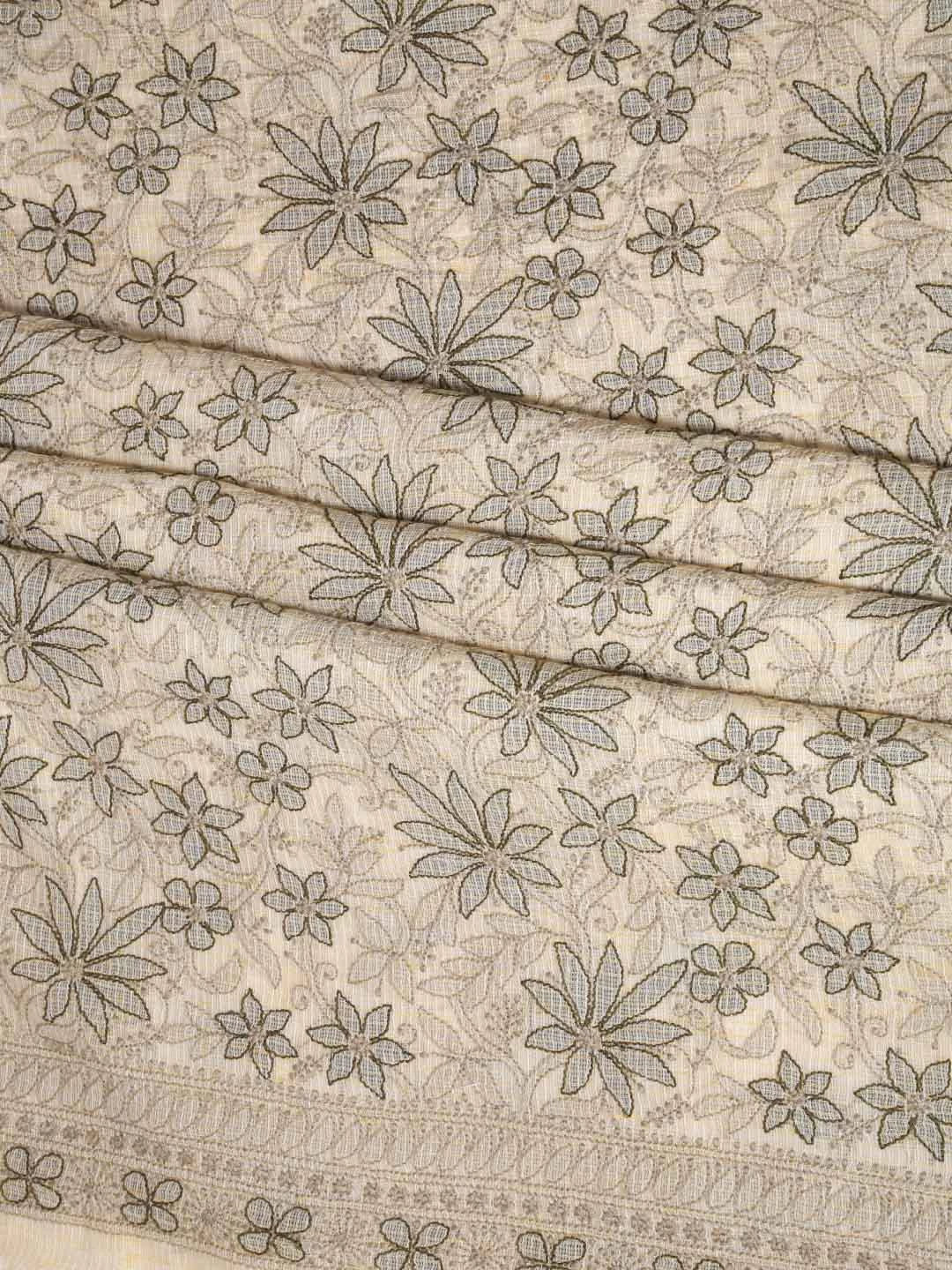Ada Hand Embroidered Beige Kota Cotton Lucknowi Chikankari Unstitched Suit Piece 01A418064