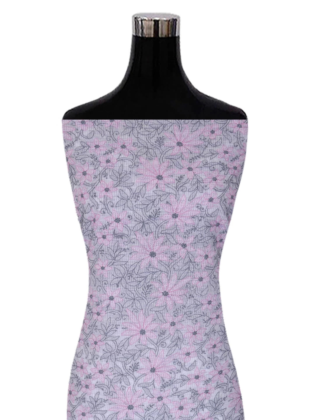 Ada Hand Embroidered Silver Grey Kota Lucknowi Chikankari Unstitched Suit Piece 01A418062