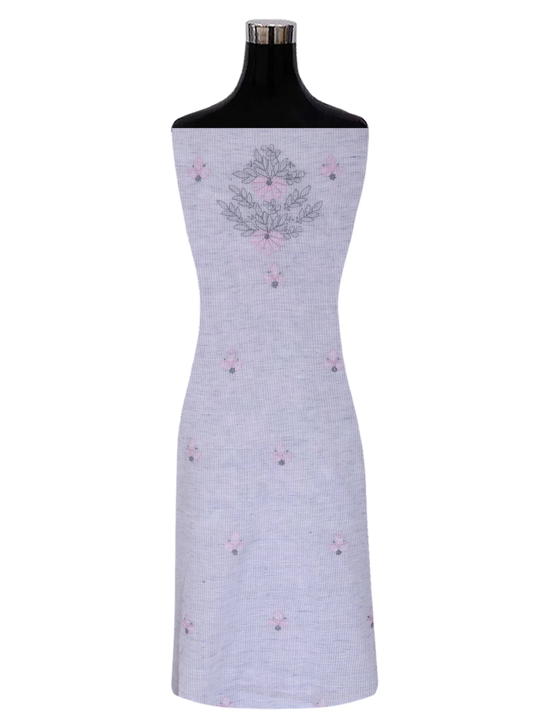 Ada Hand Embroidered Silver Grey Kota Lucknowi Chikankari Unstitched Suit Piece 01A418062