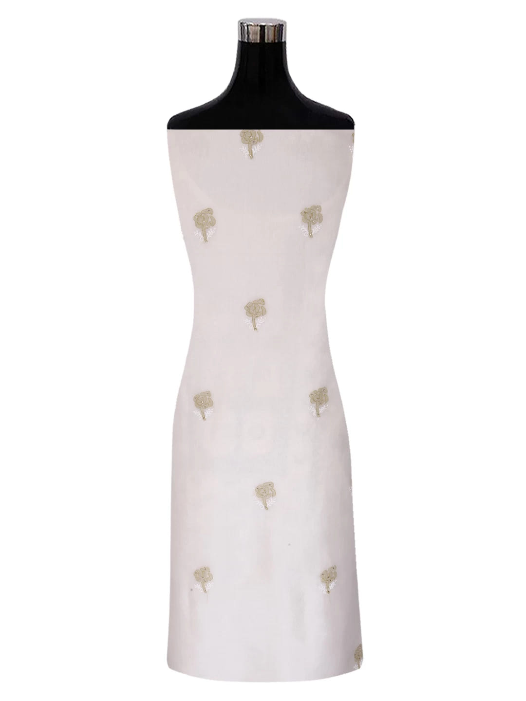 Ada Hand Embroidered Off White Organza Lucknowi Chikankari Unstitched Kurta Dupatta Set With Muqaish Work 01A396072