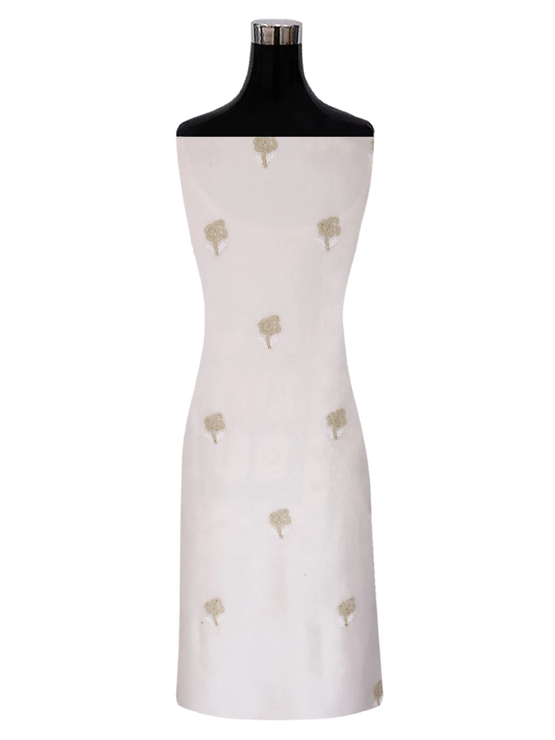 Ada Hand Embroidered Off White Organza Lucknowi Chikankari Unstitched Kurta Dupatta Set With Muqaish Work 01A396072