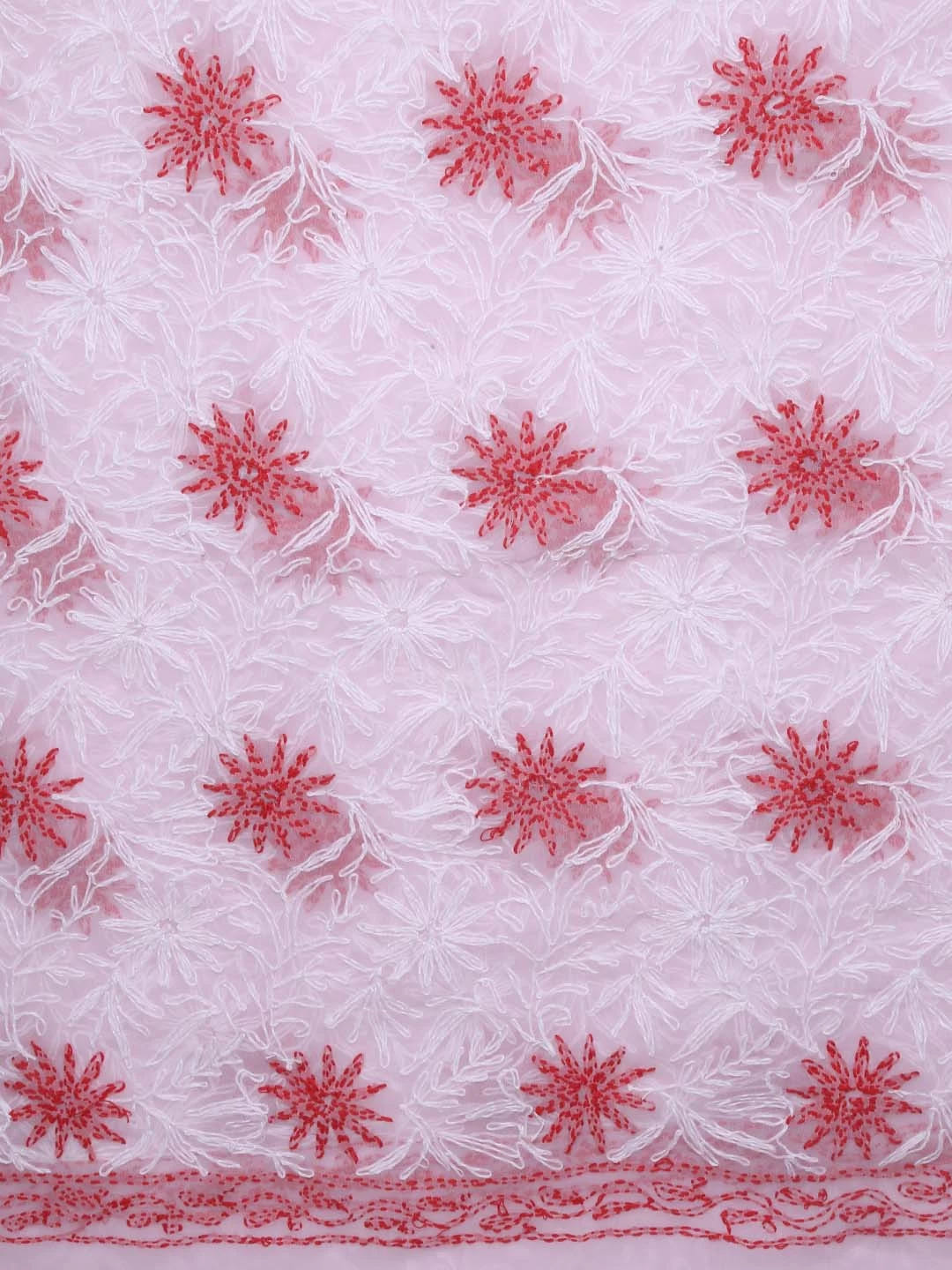 Ada Hand Embroidered Baby Pink Georgette Lucknowi Chikankari Dupatta 01A412734