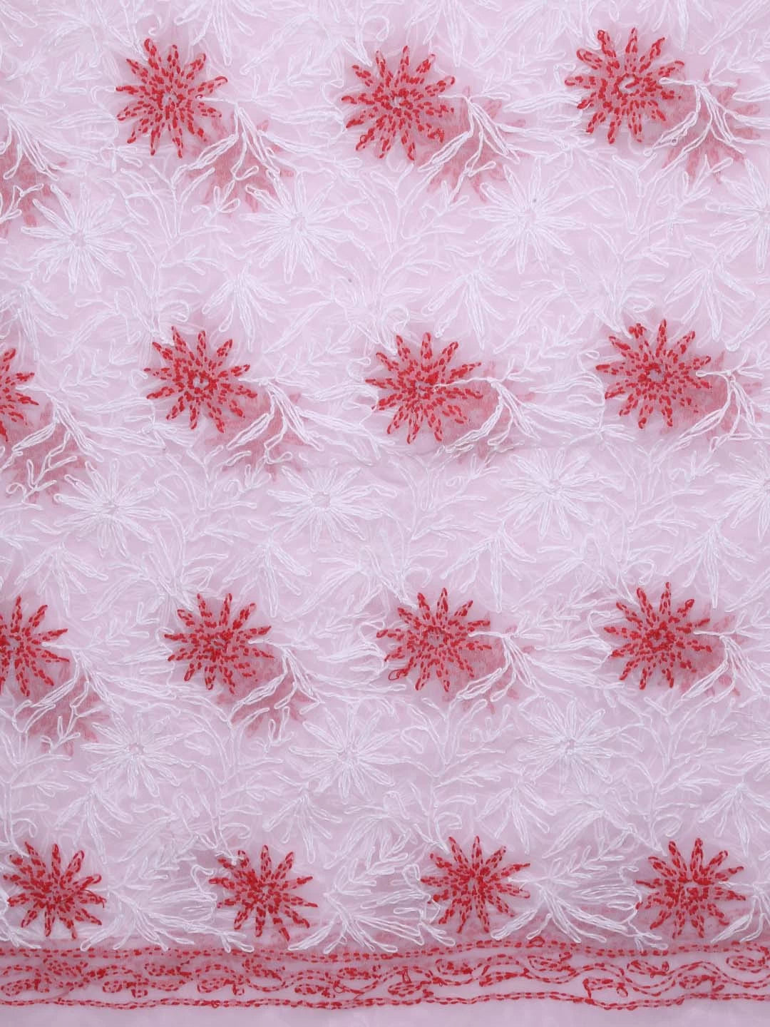 Ada Hand Embroidered Baby Pink Georgette Lucknowi Chikankari Dupatta 01A412734