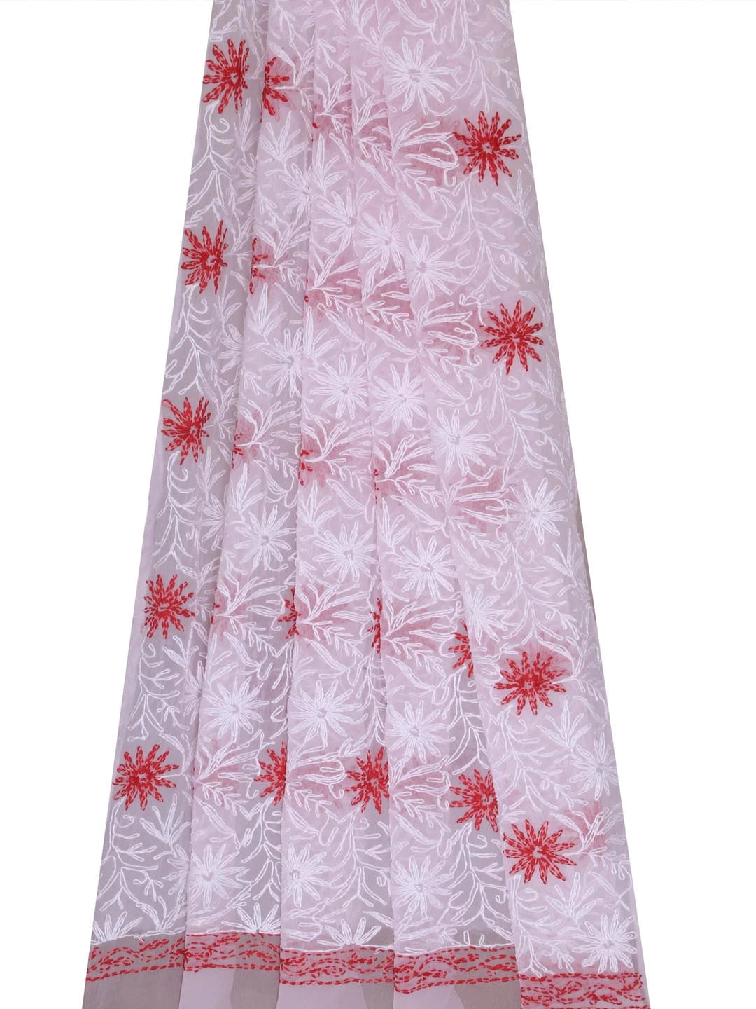 Ada Hand Embroidered Baby Pink Georgette Lucknowi Chikankari Dupatta 01A412734