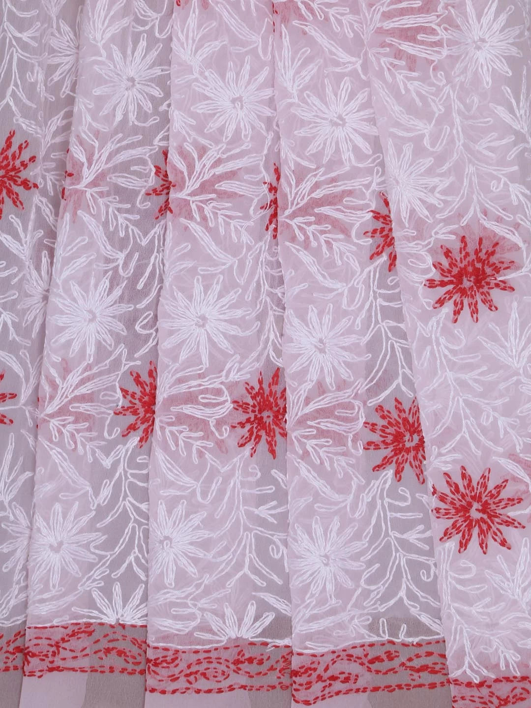 Ada Hand Embroidered Baby Pink Georgette Lucknowi Chikankari Dupatta 01A412734