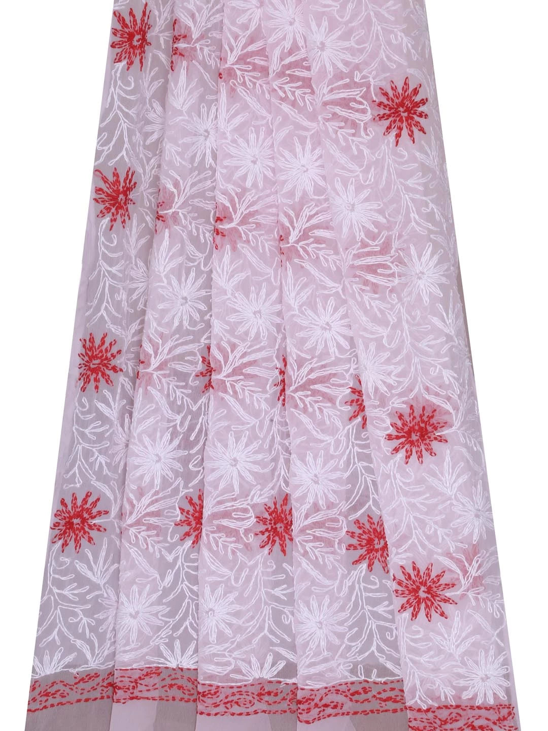 Ada Hand Embroidered Baby Pink Georgette Lucknowi Chikankari Dupatta 01A412734