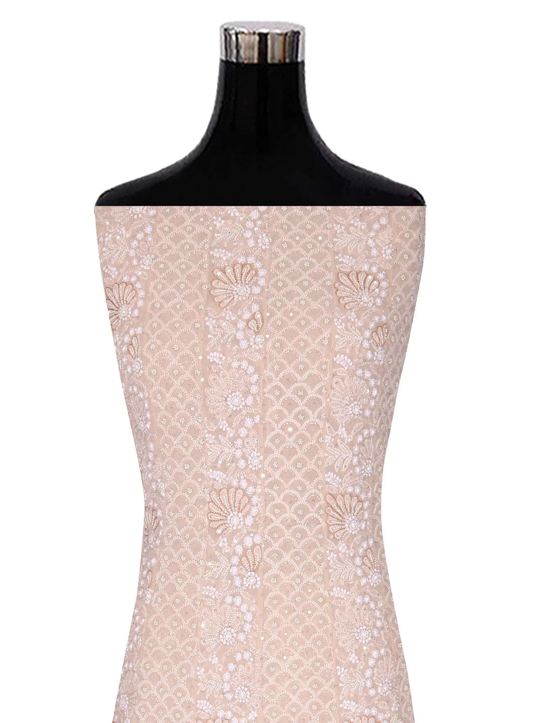 Ada Hand Embroidered Ivory And Fawn Ombre Shade Pure Georgette Lucknowi Chikankari Semi-Stitched Anarkali Kurta Dupatta Set With Pearl Work 01A351426
