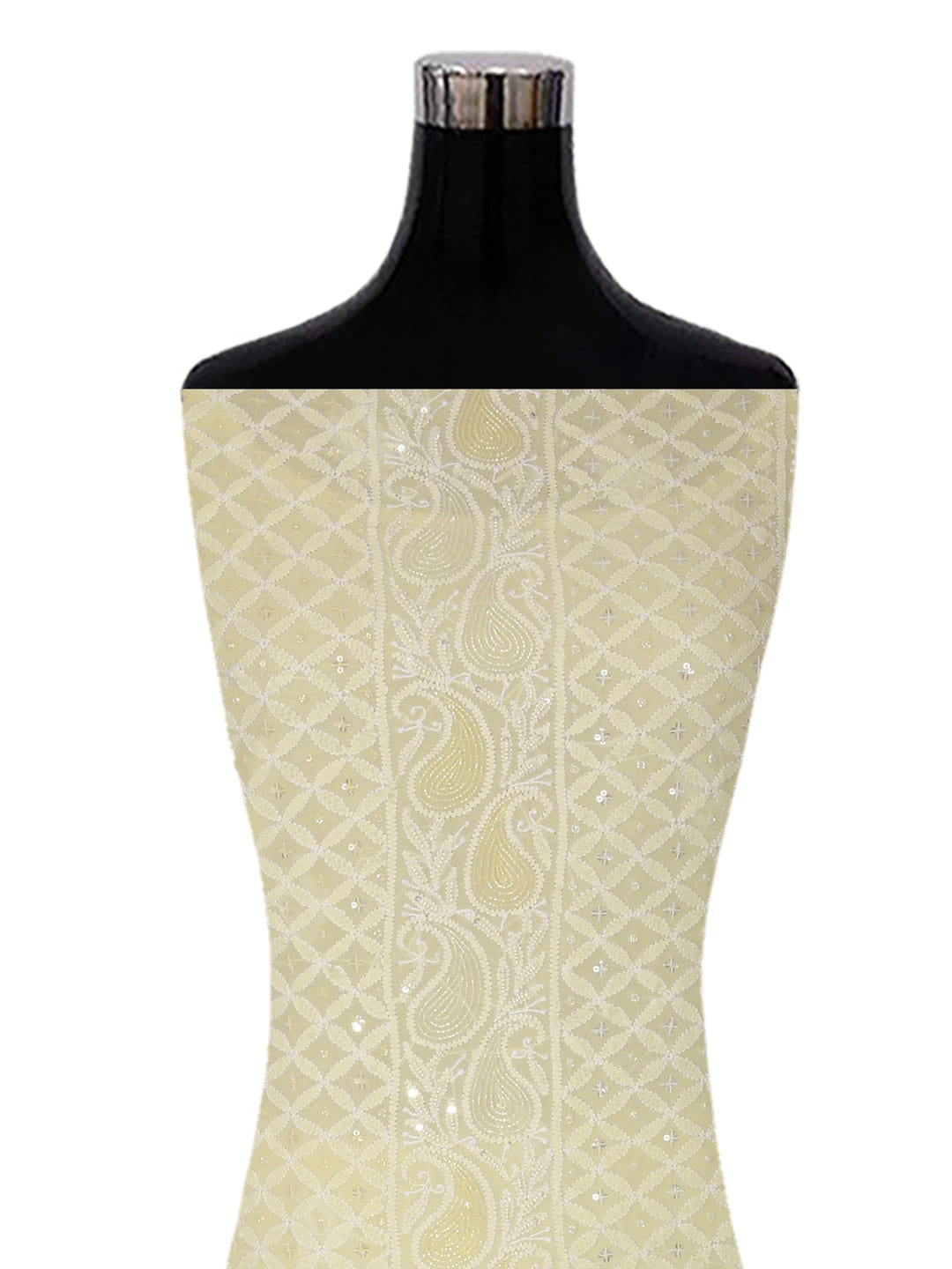 Ada Hand Embroidered Lime Green Ombre Shade Pure Georgette Lucknowi Chikankari Unstitched Kurta Dupatta Set With Pearl Work 01A382783